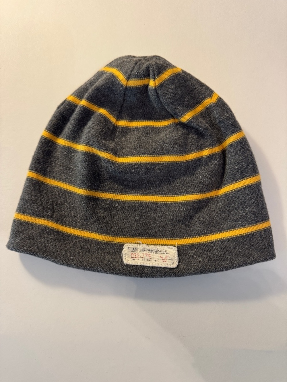 American Eagle Outfitters Gray reversable Beanie with Yellow Stripes